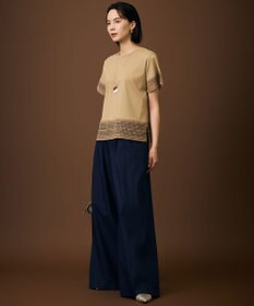 自由区 ナチュラルコットンハイゲージレースドッキング Tシャツ