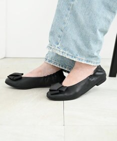 nouvelleRobe Oū サイズ追加【本革・高反発】Big Ribbon スクエアトゥ パンプス