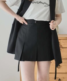 WEGO 【SETUP可】リネンライクプリーツミニスカパン