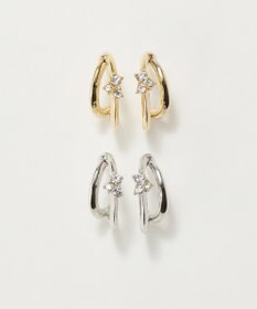 Phoebe 〈アレルギー対応〉シャイニーダブルフープセラミックピアス　シルバー