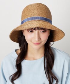 MOONBAT 【洗える】FURLA(フルラ)  ロゴ刺繍リボン 天然ハット