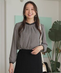 ANY SIS 【裏起毛】エニポカ バンドカラー ブラウス 千鳥