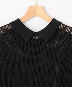 組曲 L 【先行予約・WEB限定・前後着用可】メッシュニット 襟付き半袖カーディガン