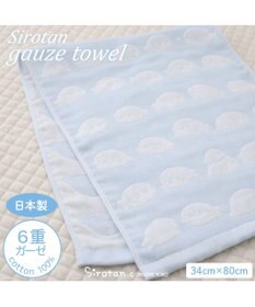 Mother garden しろたん いっぱい柄 6重ガーゼ フェイスタオル