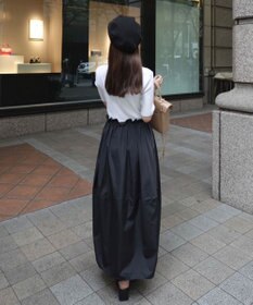 Green Parks ランタン型ニットドッキングタフタワンピース