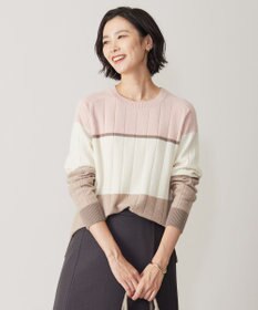 J.PRESS LADIES 【洗える】WOOL BLEND AIR カラーブロック ニット