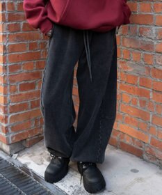 WEGO 【ウエストゴム/SMサイズ展開】カーブデザインスウェットパンツ