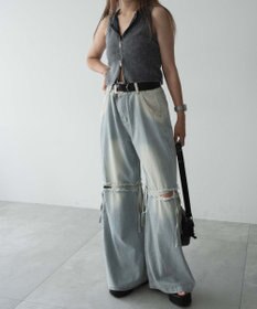 WEGO スリットダメージルーズデニム