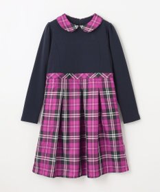 組曲 KIDS 【150-160㎝】チェックタフタドッキング ワンピース