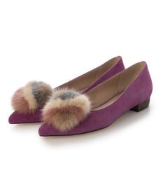 MODE ET JACOMO <MODE ET JACOMO>ファー付ポインテッドトゥフラットパンプス