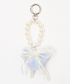 WEGO ファーハートダブルリボンキーホルダー