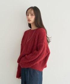 earth music&ecology モヘヤタッチケーブルニットプルオーバー