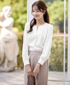 Tiaclasse 【洗える】スキッパー衿ボタンブラウス