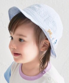 MIKI HOUSE HOT BISCUITS 【44-54cm】サッカー素材 ストライプ柄クロッシェ(帽子)