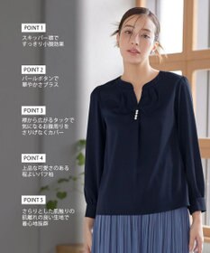 Tiaclasse 【洗える】スキッパー衿ボタンブラウス