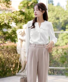 Tiaclasse 【洗える】スキッパー衿ボタンブラウス