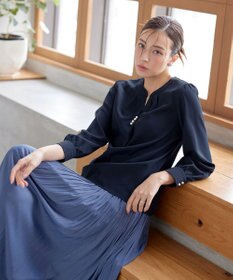 Tiaclasse 【洗える】スキッパー衿ボタンブラウス