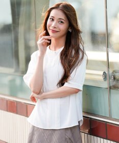 ANY SIS バンドカラーフロントタック ブラウス