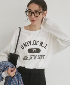 WEGO 【ANGIE VINTAGE】GILDAN カレッジロゴ オーバーサイズ プリント ロンT