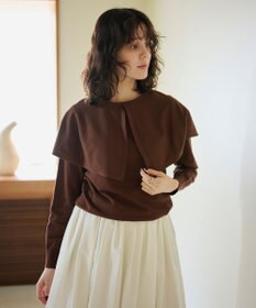 #Newans 【洗える】ケープカラープルオーバー ブラウン