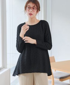 Tiaclasse L 花柄カットレースフレアトップス