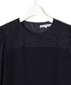 23区 【洗える】トリアセダブルジョーゼット レース切り替え ワンピース