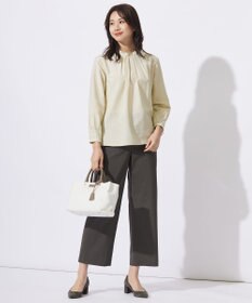 J.PRESS LADIES 【洗える・セットアップ対応】セルロースリネンストレッチ セミワイド パンツ