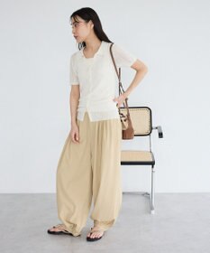 CRAFT STANDARD BOUTIQUE レースニット衿付き半袖カーディガン