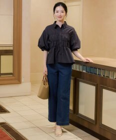 Tiaclasse シャーリングパフスリーブブラウス