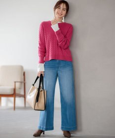 組曲 ワイドストレートデニム パンツ