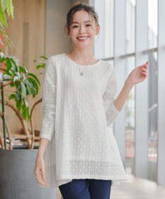 Tiaclasse L 花柄カットレースフレアトップス