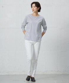 J.PRESS LADIES ベーシックジャージーシャツテール ボーダー カットソー