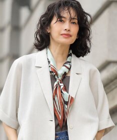 23区 ニュアンスフラワー シルク スカーフ ライトグリーン系