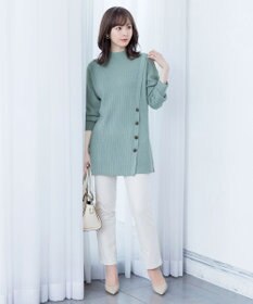 Tiaclasse L 【洗える】1枚でもレイヤード効果のあるサイドボタンチュニック