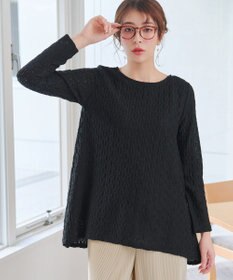 Tiaclasse L 花柄カットレースフレアトップス