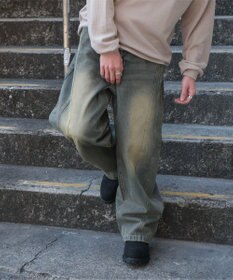 WEGO 【SMLサイズ展開】イージー3Dバレルレッグデニムパンツ