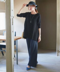 Tiaclasse L 花柄カットレースフレアトップス