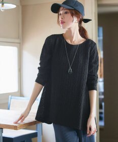 Tiaclasse L 花柄カットレースフレアトップス