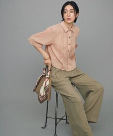 自由区 L 【カタログ掲載・接触冷感・洗える】ラミーローンクロップド丈 ブラウス