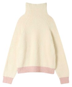 une nana cool カラーブロッキング　タートルネックプルオーバー