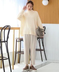 ANY 【6色展開】ソフトアクリルハイネックケーブルニット