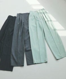 23区 L ナチュラルストレッチサキソニー タック ワイドパンツ