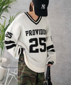 WEGO ナンバリングラインフラッフィーニット