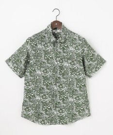 JOSEPH ABBOUD 【キングサイズ・清涼・JAPANファブリック】ビッグリーフサッカープリント 半袖シャツ