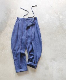 muuc 〈高品質ベルギーリネン100%〉ウエストゴムあり タックデザインスラックスパンツ