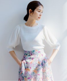組曲 L 【洗える】CHAIギャザースリーブ ニット
