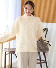 ANY 【6色展開】ソフトアクリルハイネックケーブルニット