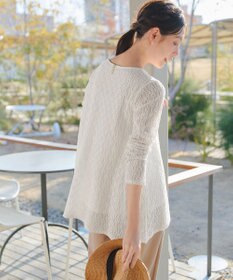 Tiaclasse L 花柄カットレースフレアトップス