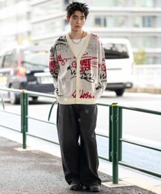 WEGO リラックスフィットパターンカーディガン