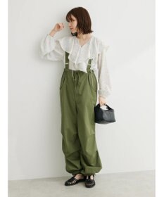 Green Parks 柄アソートラッフル衿ブラウス